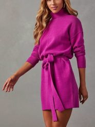 Milan Kiss Sukienka dzianinowa w kolorze różowym rozmiar: L. Różowe sukienki damskie Milan Kiss, bez wzorów, z dzianiny, bez ramiączek. Za 173.99 zł.