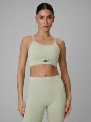 4F Biustonosz treningowy bezszwowy z niskim wsparciem damski - zielony M/L. Zielone biustonosze sportowe damskie 4F, bez wzorów. Za 119.99 zł.