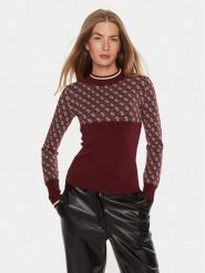 Guess Sweter W3BR81 Z37K0 Bordowy Regular Fit. Czerwone swetry klasyczne damskie Guess, s, z syntetyku, bez kołnierzyka. Za 299.99 zł.