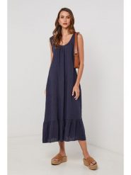 Lin Passion Lniana sukienka w kolorze granatowym rozmiar: 36/38. Niebieskie sukienki damskie Lin Passion, bez wzorów, ze lnu, bez ramiączek. Za 184.95 zł.