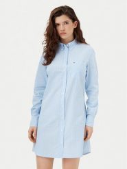 Tommy Jeans Sukienka koszulowa DW0DW20334 Niebieski Regular Fit. Niebieskie sukienki damskie Tommy Jeans, bez wzorów, z bawełny, bez ramiączek. Za 259.99 zł.