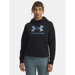 Bluza Under Armour Rival Fleece Piped HZ Hoodie. Czarne bluzy damskie Under Armour, bez wzorów, bez kaptura. Za 169.99 zł.