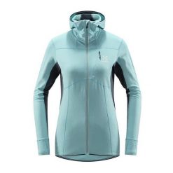 Bluza trekkingowa damska Haglöfs L.I.M Mid Comp Hood. Niebieskie bluzy damskie Haglöfs, l, bez wzorów, bez kaptura. Za 359.99 zł.