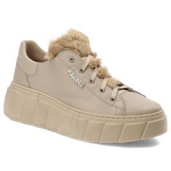 Beżowe Sneakersy Pollonus Buty Damskie Z Futerkiem. Brązowe obuwie sportowe damskie Pollonus, ze skóry, bez zapięcia, trekkingowe. Za 379.00 zł.