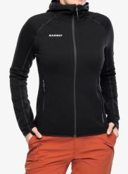 Bluza trekkingowa damska Mammut Aconcagua ML Hooded Jacket. Czarne bluzy damskie Mammut, m, bez wzorów, z materiału, z kapturem. Za 859.15 zł.