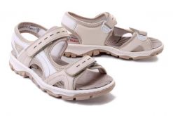 RIEKER 68866-62 beige, sandały damskie. Brązowe sandały damskie Rieker, bez wzorów, bez obcasa, bez zapięcia. Za 271.92 zł.