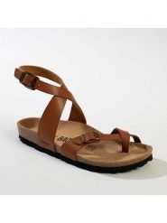 BACKSUN Skórzane sandały "Mala" w kolorze jasnobrązowym rozmiar: 42. Brązowe sandały damskie Backsun, bez wzorów, z otwartym noskiem, bez obcasa, bez zapięcia. Za 130.99 zł.