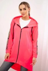 Bluza z suwakiem z tyłu różowy neon. Czerwone bluzy damskie KESI, l, bez wzorów, z bawełny, z kapturem. Za 198.65 zł.