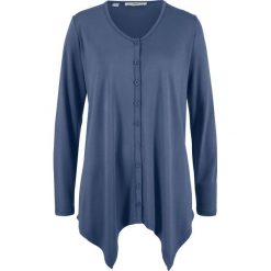 Sweter rozpinany z dłuższymi bokami bonprix indygo. Kardigany damskie bonprix. Za 49.99 zł.