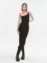 Versace Jeans Couture Sukienka codzienna 75HAO976 Czarny Slim Fit. Czarne sukienki damskie Versace Jeans Couture, bez wzorów, z bawełny, bez ramiączek. Za 689.99 zł.