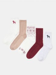 Wysokie skarpety z motywem świątecznym 5 pack - wielobarwny. Skarpetki damskie Sinsay, bez wzorów. Za 17.99 zł.