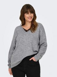ONLY Sweter w kolorze szarym rozmiar: S-42/44. Szare swetry klasyczne damskie Only, s, z koronki, bez kołnierzyka. Za 127.35 zł.