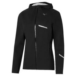 Damska kurtka wodoodporna Mizuno 20K ER. Czarne kurtki damskie Mizuno, bez wzorów, bez kaptura. Za 419.99 zł.