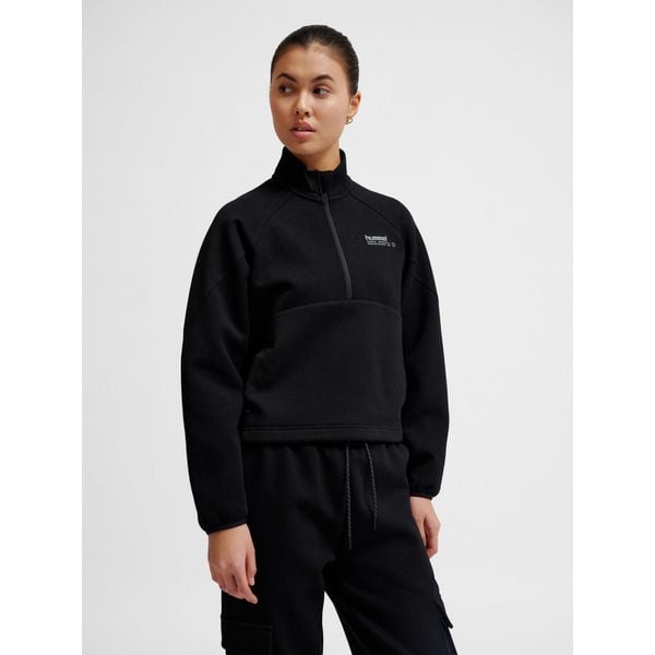 Damska bluza z zamkiem błyskawicznym Hummel Tech Fleece Boxy. Czarne bluzy damskie Hummel, na zimę, s, bez wzorów, bez kaptura. Za 303.00 zł.