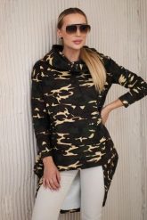 Bluza z długim tyłem moro khaki+brązowy. Brązowe bluzy damskie KESI, l, bez wzorów, z bawełny, bez kaptura. Za 258.24 zł.