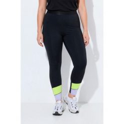 Damskie Sportowe legginsy szerokie kolorowe pasy kieszenie. Czarne legginsy damskie Ulla Popken, plus size, bez wzorów, z elastanu. Za 239.99 zł.