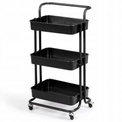 Wózek organizer na kółkach z 3 półkami. Czarne akcesoria do wózków Costway. Za 182.00 zł.