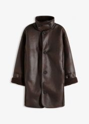 Kurtka ze sztucznego kożuszka owczego. Brązowe kurtki damskie bonprix, bez wzorów, bez kaptura. Za 349.99 zł.