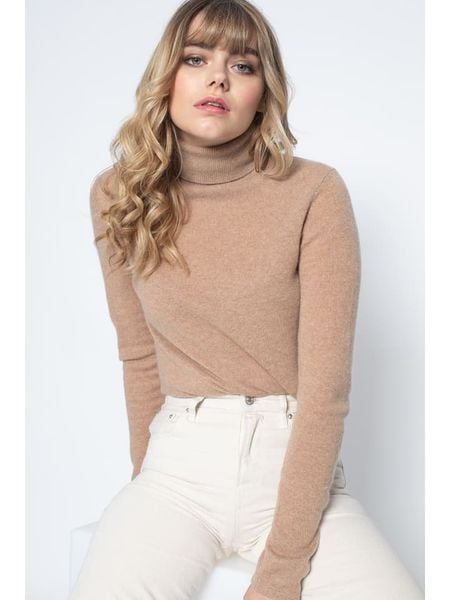 Perfect Cashmere Kaszmirowy golf "Ashley" w kolorze beżowym rozmiar: L. Brązowe golfy damskie Perfect Cashmere, l, bez wzorów, z kaszmiru, bez ramiączek. Za 375.08 zł.