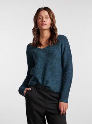 Pieces Sweter w kolorze granatowym rozmiar: XL. Niebieskie swetry klasyczne damskie Pieces, xl, z wełny, bez kołnierzyka. Za 79.03 zł.
