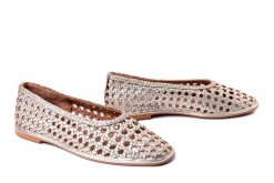 GIOSEPPO 78242 Embeya platinum, baleriny damskie. Żółte balerinki damskie Gioseppo, w ażurowe wzory, ze skóry. Za 382.41 zł.