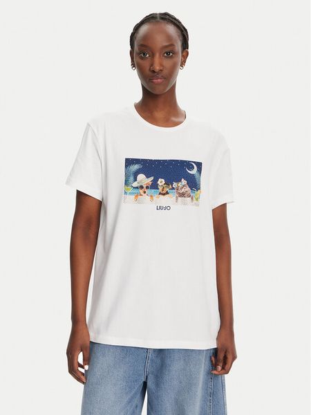 Liu Jo T-Shirt WA5260 JS003 M9445 Biały Regular Fit. Białe t-shirty damskie Liu Jo, m, bez wzorów, z bawełny, bez kołnierzyka. Za 149.99 zł.