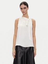 HUGO Bluzka 50540259 Écru Regular Fit. Bluzki damskie Hugo, bez wzorów, z syntetyku, bez kołnierzyka, bez ramiączek. Za 299.99 zł.