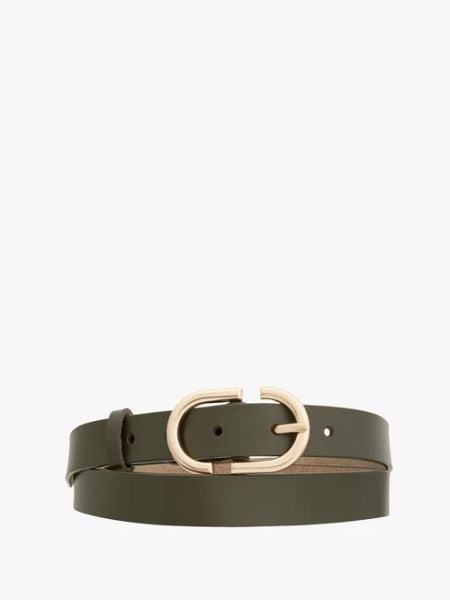 Zielony pasek ze skóry licowej. Zielone paski damskie Ryłko, bez wzorów, ze skóry. Za 129.99 zł.