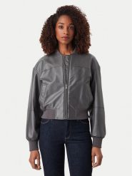 Guess Jeans Kurtka bomber W6YL01 W2525 Szary Regular Fit. Szare kurtki damskie Guess Jeans, s, z aplikacjami, z jeansu, bez kaptura. Za 649.99 zł.