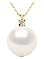 Pearline Złoty naszyjnik z perłą i diamentem - dł. 42 cm rozmiar: onesize. Białe naszyjniki damskie Pearline, z diamentem, złote. Za 2,278.95 zł.