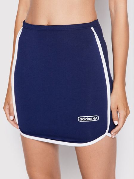 Adidas Spódnica dresowa HL6565 Granatowy Slim Fit. Niebieskie spódnice damskie Adidas, bez wzorów, z bawełny, mini. Za 119.99 zł.