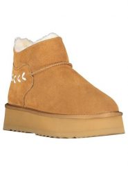 Geographical Norway Botki zimowe "Ofleche" w kolorze jasnobrązowym rozmiar: 40. Brązowe botki damskie Geographical Norway, na zimę, z futra, bez obcasa, bez zapięcia. Za 152.99 zł.