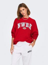 ONLY Bluza w kolorze czerwonym rozmiar: M. Czerwone bluzy damskie Only, m, bez wzorów, z bawełny, bez kaptura. Za 87.81 zł.