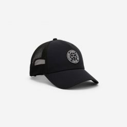 Czapka z daszkiem fitness Domyos. Czarne czapki z daszkiem damskie DOMYOS, bez wzorów, z materiału. Za 39.99 zł.