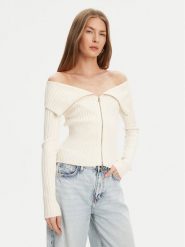 Guess Sweter W5YR03 Z30I2 Écru Slim Fit. Swetry klasyczne damskie Guess, xxl, z wiskozy, bez kołnierzyka. Za 339.99 zł.