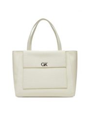 Calvin Klein Torebka Ck Medium Shopper_Tex K60K613178 Biały. Białe shopper bag Calvin Klein, bez wzorów, ze skóry, bez dodatków. Za 359.99 zł.