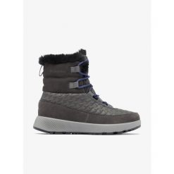 Buty zimowe damskie Columbia Slopeside Peak Luxe. Szare obuwie trekkingowe damskie Columbia, bez zapięcia. W wyprzedaży za 419.00 zł.