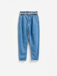 Jeansy paperbag long leg - niebieski. Niebieskie jeansy damskie Reserved. Za 139.99 zł.