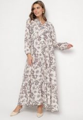 Szara Bawełniana Sukienka o Rozkloszowanym Kroju w Kwiaty Efadora. Szare sukienki damskie Born2be, bez wzorów, z bawełny, eleganckie, bez ramiączek. W wyprzedaży za 135.99 zł.