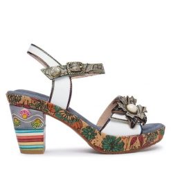 Sandały Laura Vita. Szare sandały damskie LAURA VITA, bez wzorów, bez obcasa, na słupku, bez zapięcia. Za 439.99 zł.