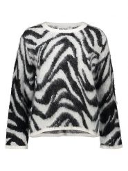 Pieces Sweter w kolorze biało-czarnym rozmiar: L. Białe swetry klasyczne damskie Pieces, l, z wełny, bez kołnierzyka. Za 101.23 zł.