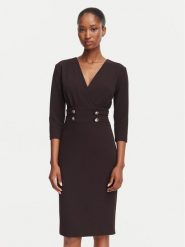 Rinascimento Sukienka koktajlowa CFC0131070003 Brązowy ciemny Slim Fit. Brązowe sukienki damskie Rinascimento, bez wzorów, z syntetyku, wizytowe, bez ramiączek. Za 629.99 zł.