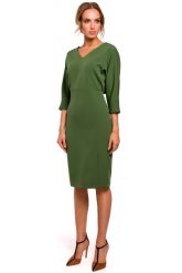Zielona Sukienka Oversize z Ołówkowym Dołem. Zielone sukienki damskie MOE, bez wzorów, z elastanu, wizytowe, bez ramiączek. Za 253.90 zł.