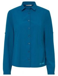 Koszula podróżnicza damska Vaude Rosemoor LS Shirt IV. Niebieskie koszule damskie Vaude, s, bez wzorów, z materiału, bez kołnierzyka, bez ramiączek. Za 302.49 zł.
