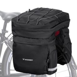 Torba rowerowa na bagażnik Wozinsky wodoodporna 60 L. Czarne torby podróżne WOZINSKY, bez wzorów, z materiału. Za 112.96 zł.