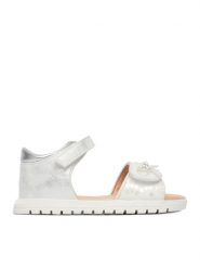 DeeZee Sandały CEO-CM250718-20 Srebrny. Szare sandały dziewczęce DeeZee, ze skóry, bez obcasa, bez zapięcia. Za 89.99 zł.