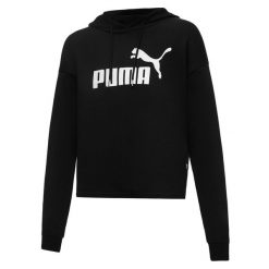Damska krótka bluza Essentials z kapturem i logo PUMA Black. Czarne bluzy damskie Puma, na zimę, l, bez wzorów, prążkowane, z kapturem. Za 169.99 zł.