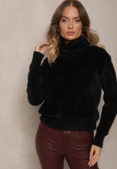 Czarny Casualowy Golf z Kaszmirem Edionis. Czarne golfy damskie Renee, bez wzorów, z jeansu, bez ramiączek. Za 129.99 zł.