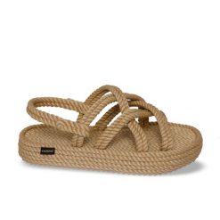 Sandały damskie na platformie Bodrum. Brązowe sandały damskie Aulp, bez wzorów, z kauczuku, bez obcasa, na platformie, bez zapięcia. Za 399.99 zł.