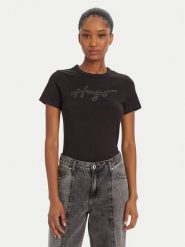 HUGO T-Shirt Deloris 50532137 Czarny Regular Fit. Czarne t-shirty damskie Hugo, xxl, bez wzorów, z bawełny, bez kołnierzyka. Za 249.99 zł.